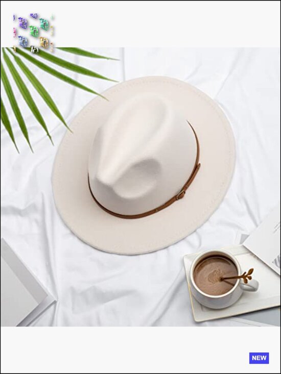 Classic Felt Fedora Wide Brim Floppy with Belt Buckle Panama Hat main image 5